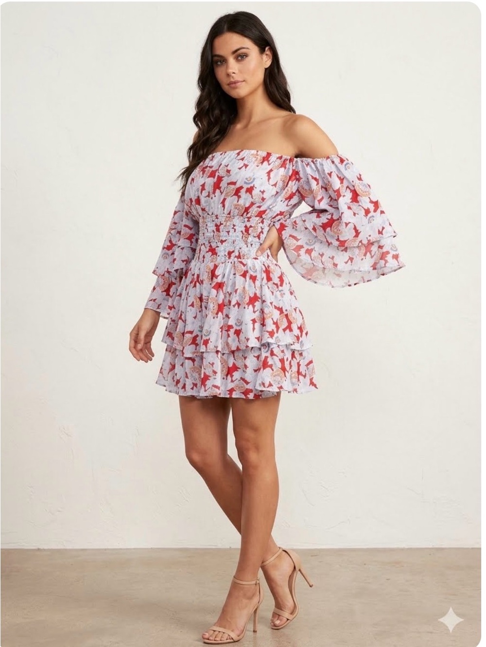 Forever 21 Off the shoulder red floral mini dress